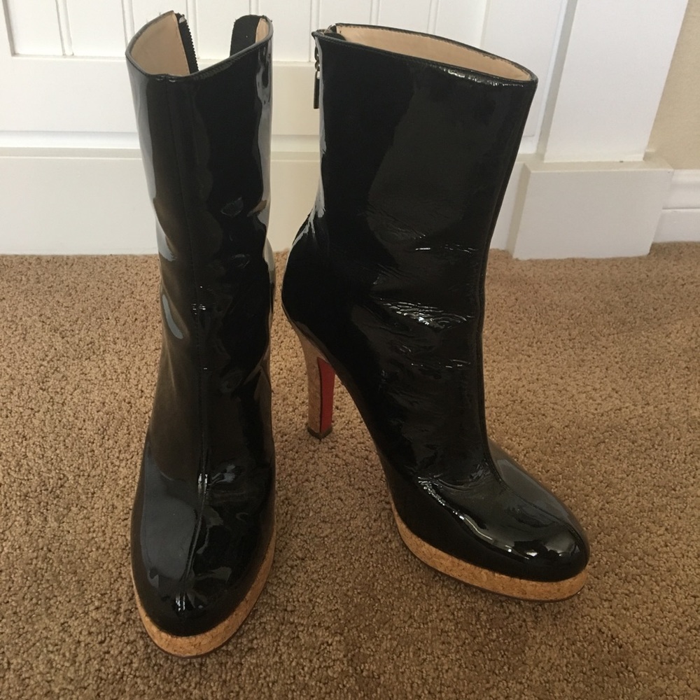Black Patent Leather Ankle Boot w/ Back Zip